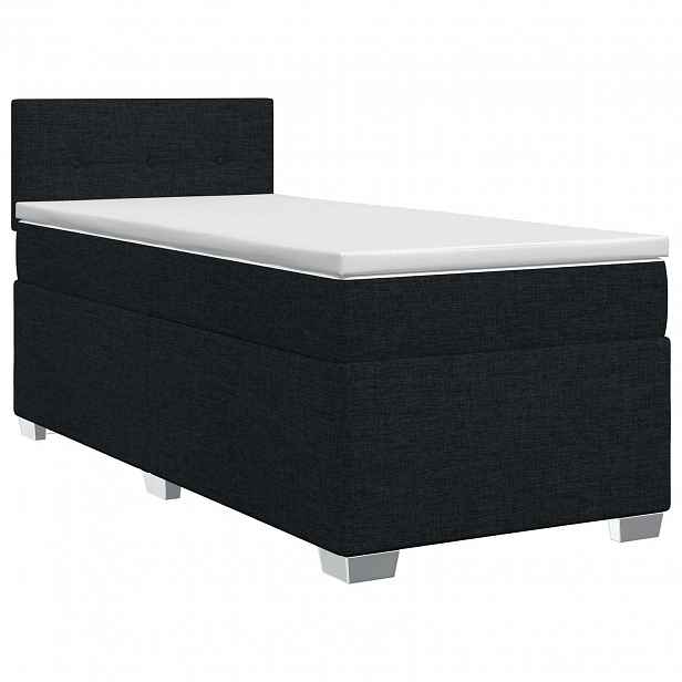 vidaXL Postel boxspring s matrací s čelo Černá 90 x 190 cm Textil