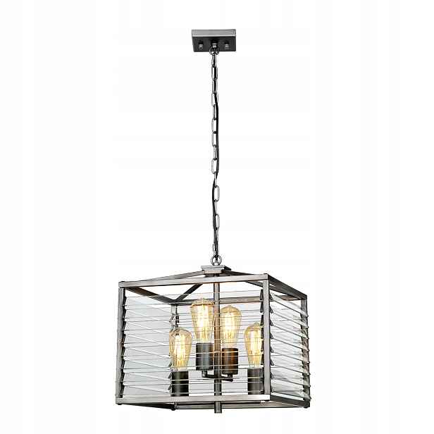 Závěsná lampa industriální šedá skleněná klec do ložnice 4 body Elstead