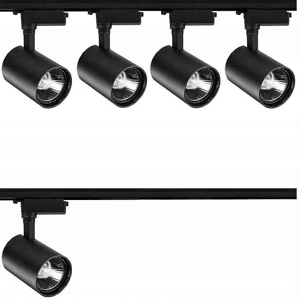 5 X Kolejnicový Reflektor Led Lampa Systém Osvětlení Kolejnic Kolejnicový Kabel
