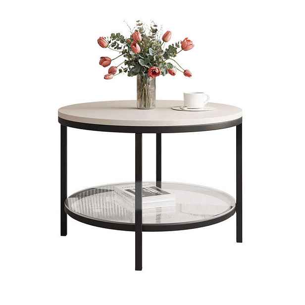 Idohome KONFERENČNÍ STOLEK CANDY 60/42 cm kulatý, černý / kašmírový