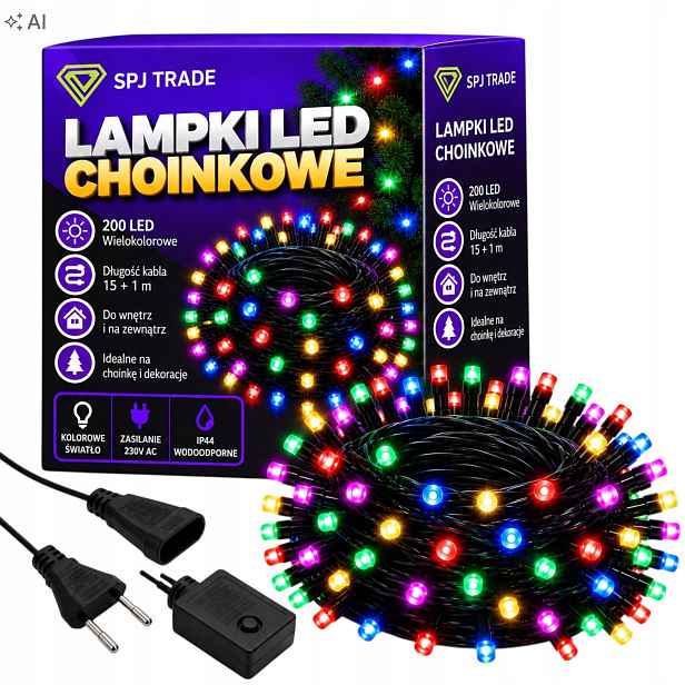 Vánoční Osvětlení Na Stromeček Venkovní 200 Led Multicolor Vánoční 15 M Vnitřní