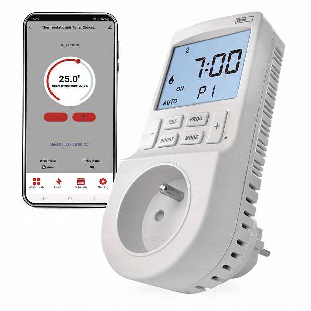 Emos GoSmart P56601FR zásuvkový termostat 2v1