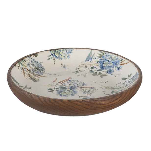 Hnědá dřevěná dekorativní miska s malbou Elis - Ø  16*4 cm Clayre & Eef