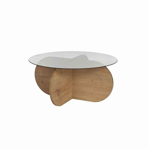 Konferenční stolek Aeris Sapphire Oak s tmavým sklem