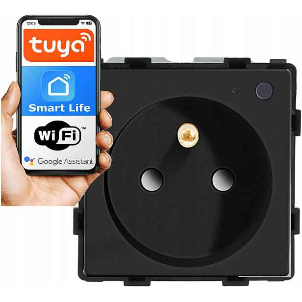 Modul Vložka Zásuvka Inteligentní Zásuvka 230V S Kolíkem Černá WiFi 1F