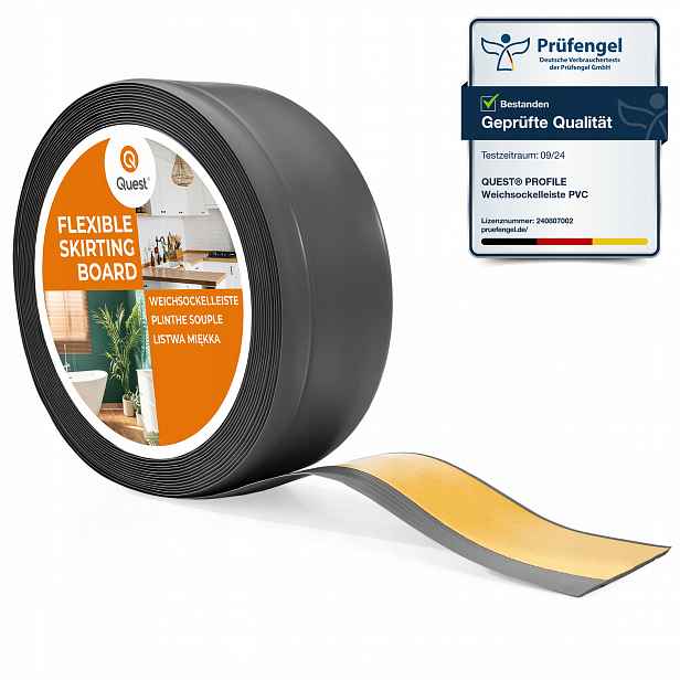 Podlahová lišta Pvc samolepicí soklová 70x20mm tmavě šedá, 20m