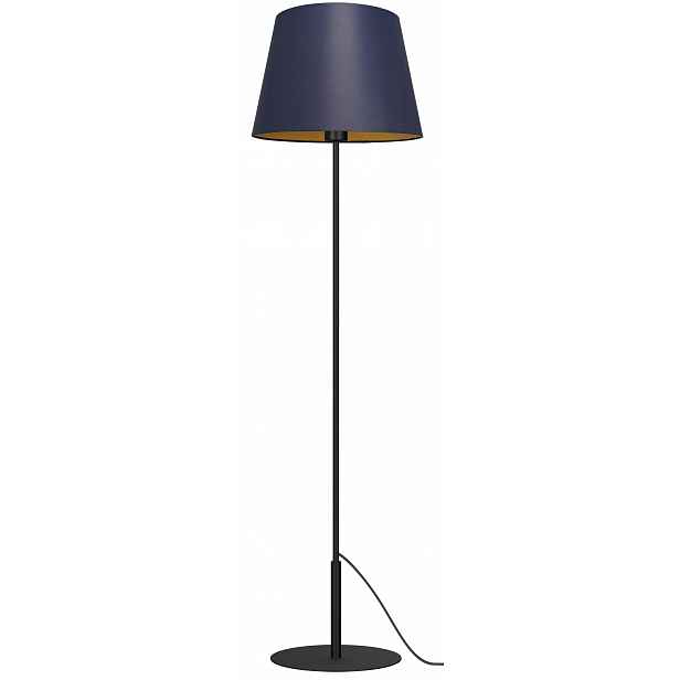 Stojací podlahová lampa Arden Modrá Zlatá Abažur 1xE27 154 cm klasická