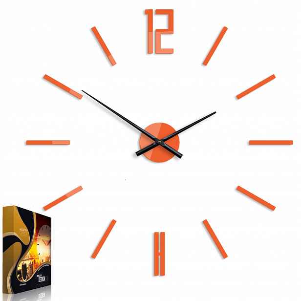 Nástěnné hodiny v moderním akrylovém stylu Carlo Orange Kulatý Křemenné