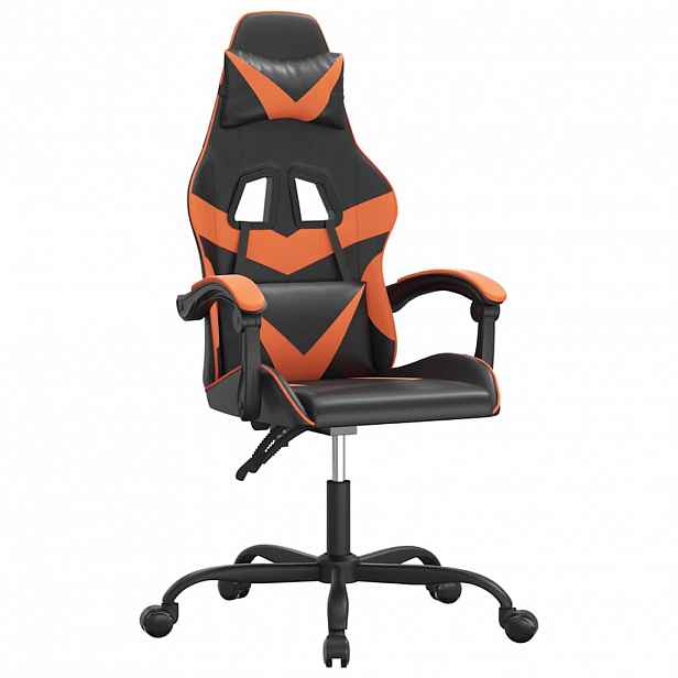 vidaXL Otočná herní židle černá a oranžová umělá kůže