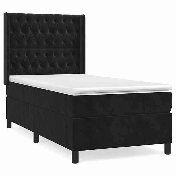 vidaXL Box spring postel s matrací černá 100x200 cm samet