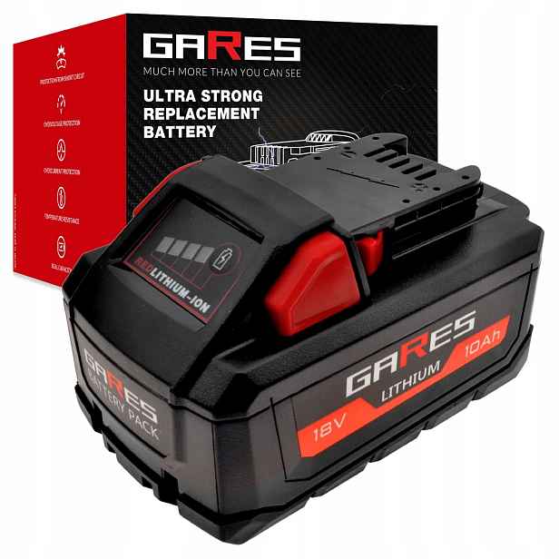 Akumulátor Gares pro Milwaukee M18 B5 HB5 B6 HB8 HB12 18V 10Ah