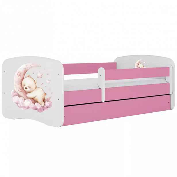Dětská postel Babydreams+SZ+M růžová 80x180 sen