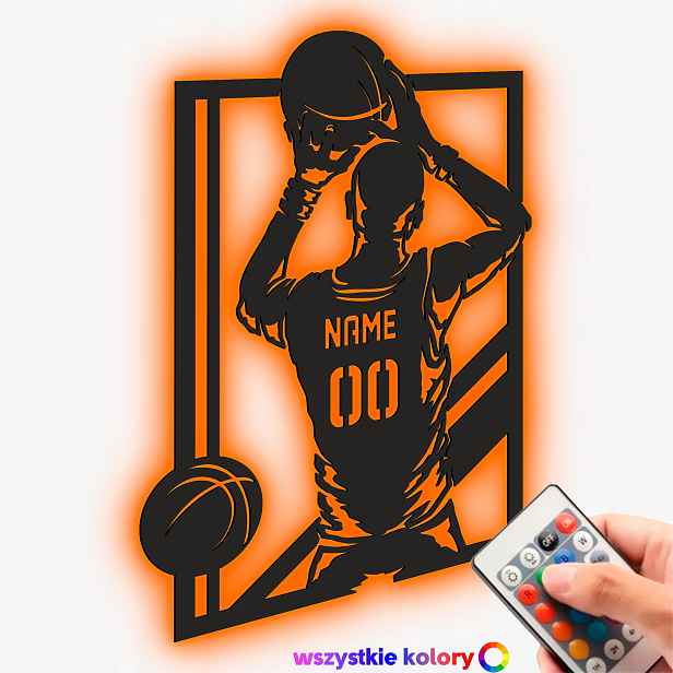 Dřevěný 3D obraz Basketbal Dárek Dekorace interiéru Noční Lampa Led