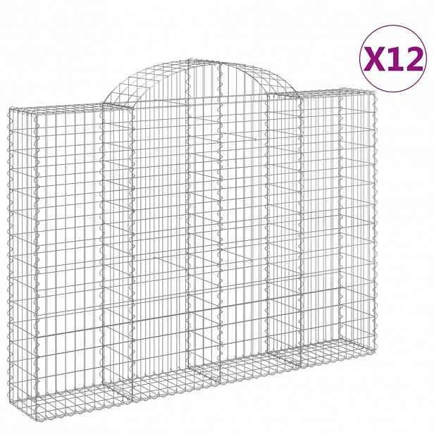 vidaXL Klenuté gabionové koše 12ks 200x30x140/160cm pozinkované železo