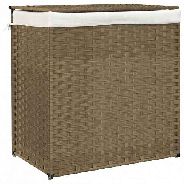 vidaXL Koš na prádlo se 2 sekcemi 53 x 35 x 57 cm polyratan