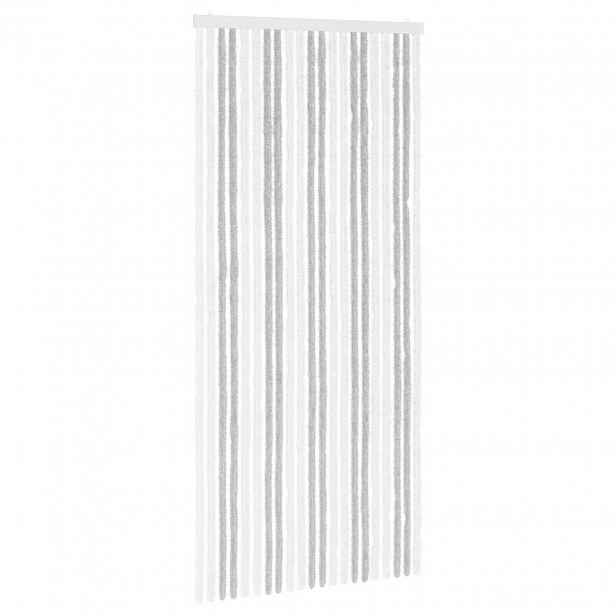vidaXL Záclona proti hmyzu Chenille Světle šedá a bílá 90 x 200 cm