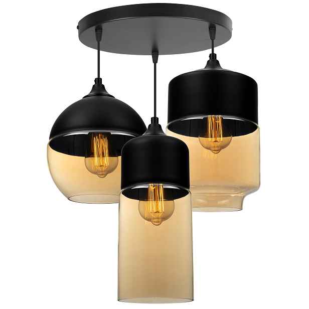Závěsné Stropní Svítidlo Skleněný Lustr Loft Trojitá Elegantní Do Obývacího Pokoje