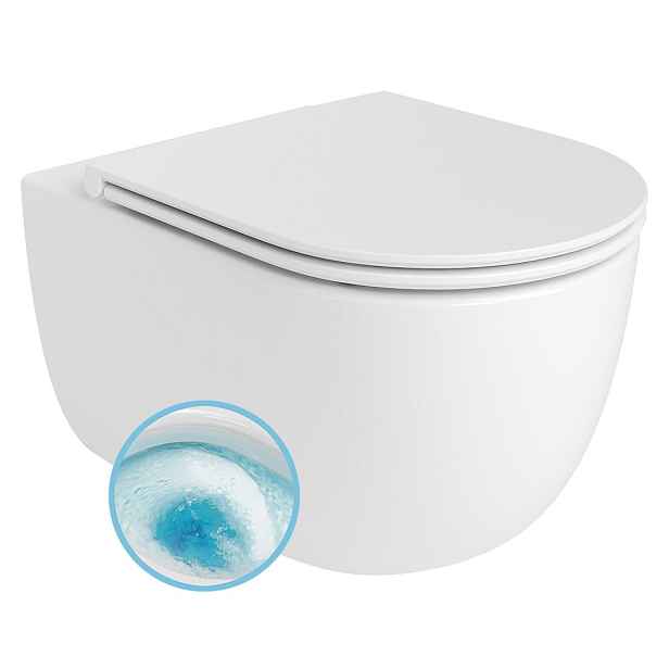 Bruckner GLANZ závěsná WC mísa, Vortex Rimless, 36x54cm, bílá