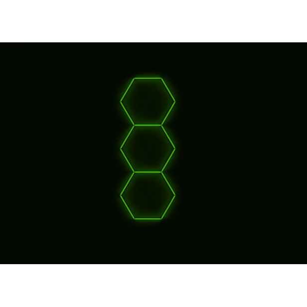 Kompletní Led hexagonové svítidlo zelené, rozměr 3 elementy 97 x 246 cm