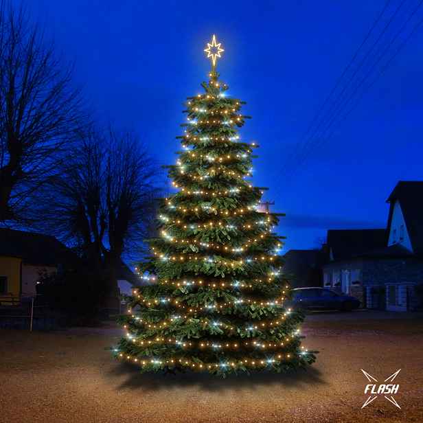 LED světelná sada na vánoční stromy vysoké 6-8 m, teplá bílá s Flash
