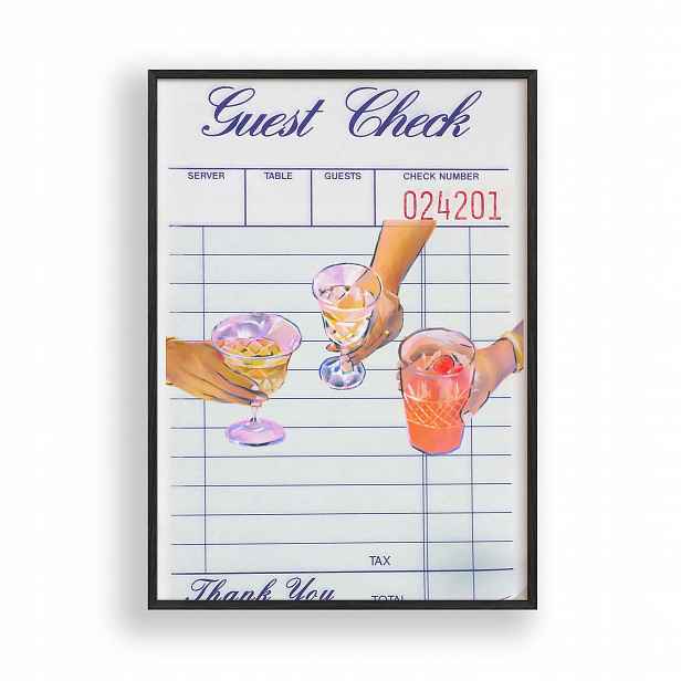 Obraz Toast s nápoji Guest Check Plakát Rámeček Dřevěný Černý 30x42 cm