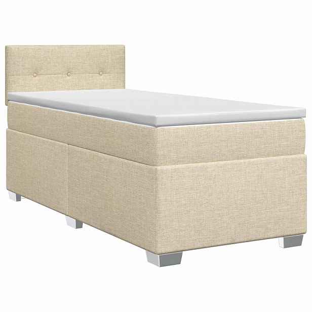 vidaXL Postel boxspring s matrací s čelo Krémová 90 x 190 cm Textil