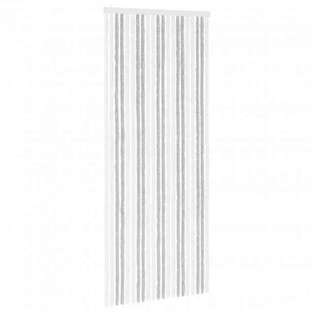 vidaXL Záclona proti hmyzu Chenille Světle šedá a bílá 90 x 220 cm