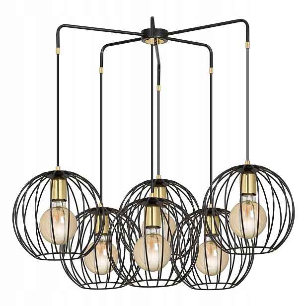 Závěsná lampa Albio 6 Black moderní, loftová, černá/zlatá