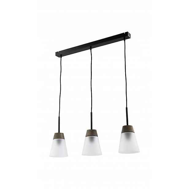 Závěsná lampa Domino I Černé bílé skleněné stínítko 3xE27 Stropní Svítidlo Dům