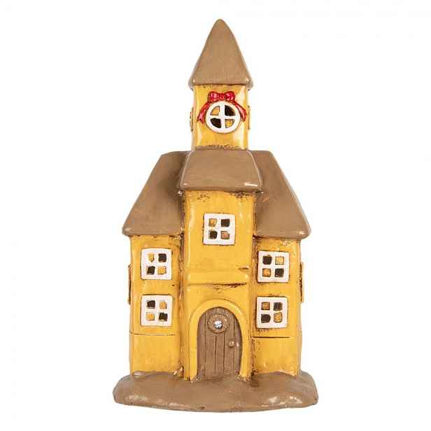 Žlutý kostel svícen na čajovou svíčku Homely - 23*17*43 cm Clayre & Eef
