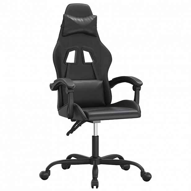 vidaXL Otočná herní židle s podnožkou černá umělá kůže