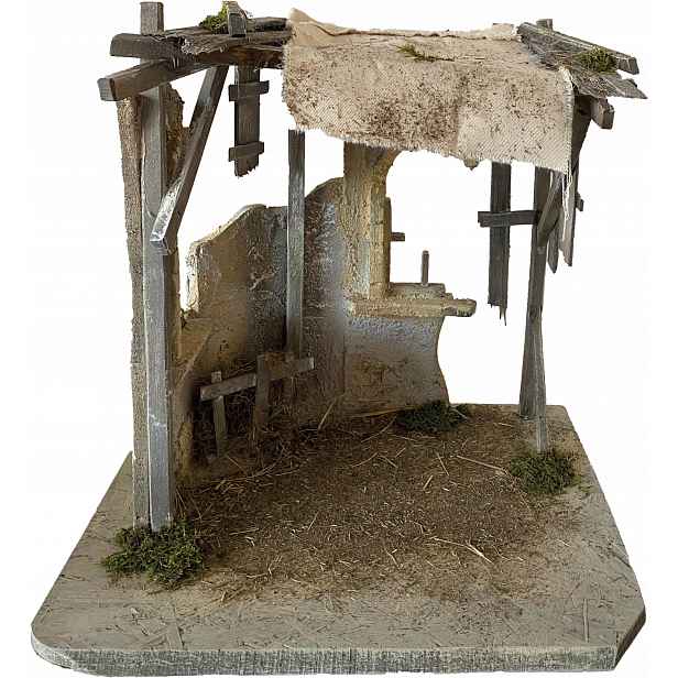Betlém Vánoční stáj 55 x 40 x 47 cm se hodí pro postavy o výšce 30 cm