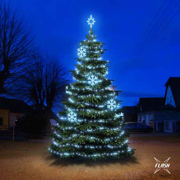 LED světelná sada na vánoční stromy vysoké 6-8 m, ledová bílá s Flash, dekory DZX0EFD01