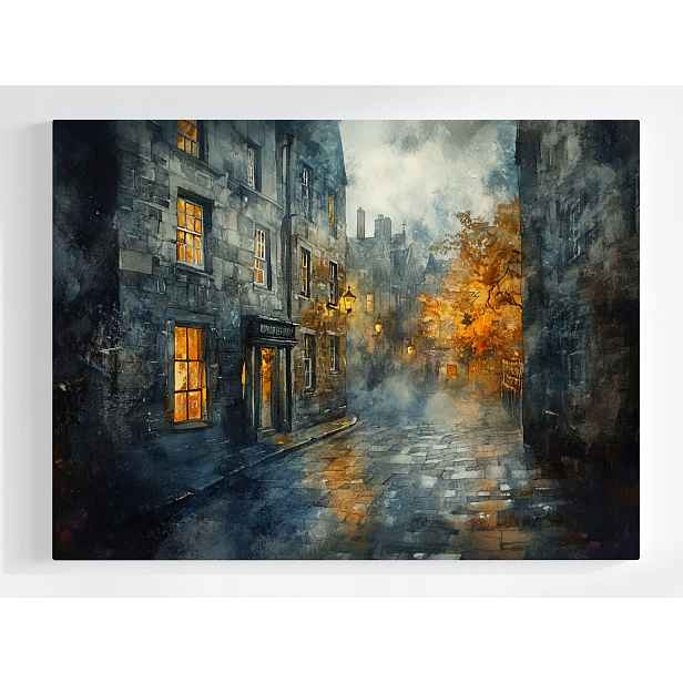 Plakát Město Edinburgh Ulice Večer Podzim Pohled 100x75