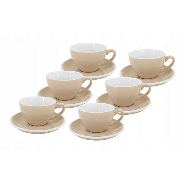 Set 6 ks Cappuccino šálek s podšálkem Roma, 180 ml, slonová kost