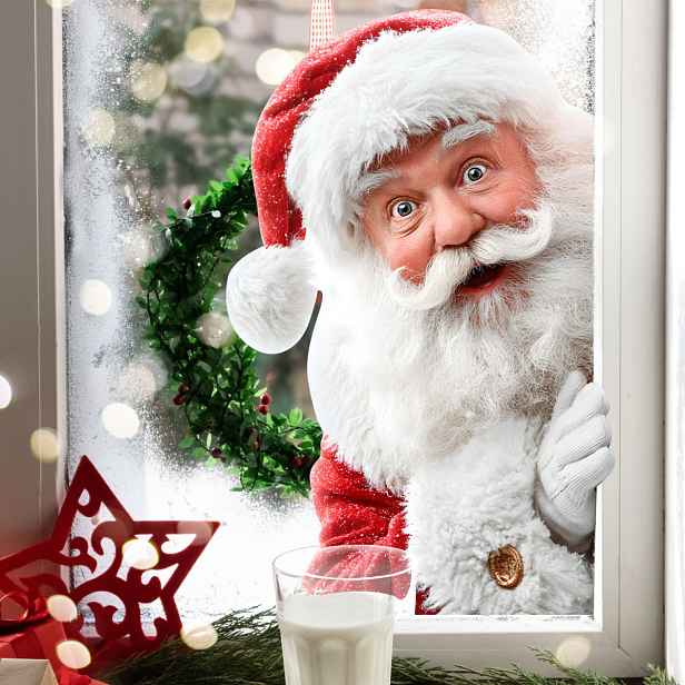 TEMU Vánoční dekorace, sváteční samolepky na okno s Santa Claus, dekorace do ložnice a obývacího pokoje, skleněné samolepky na zeď, samolepky na