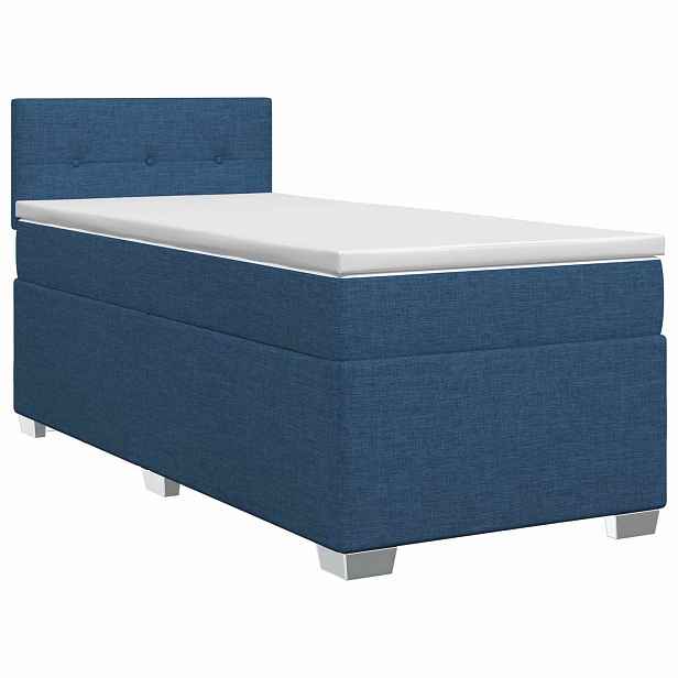 vidaXL Postel boxspring s matrací s čelo Modrá 90 x 190 cm Textil