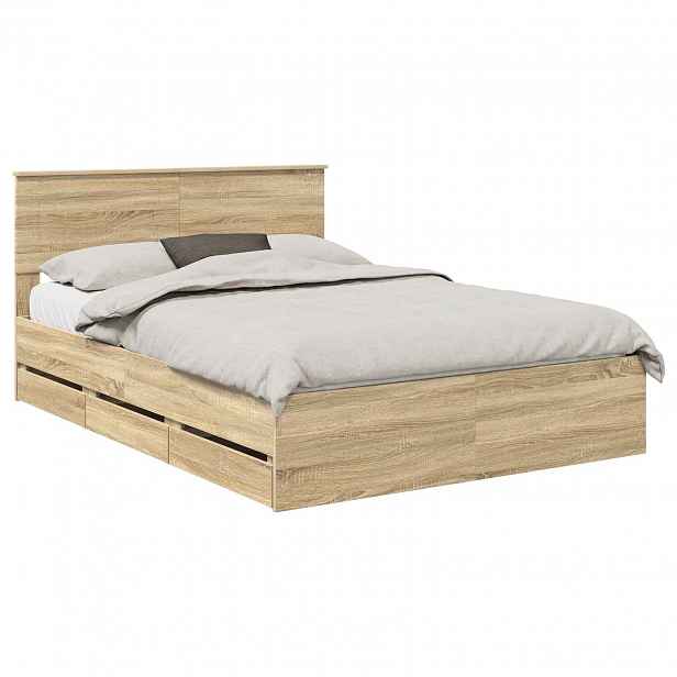 vidaXL Rám postele s čelo Sonoma dub 150 x 200 cm Inženýrské dřevo