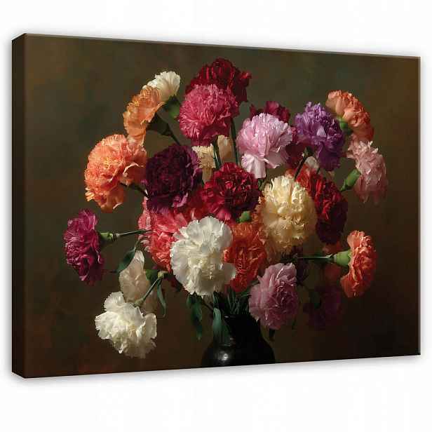 Wallarena PLÁTNOVÝ tisk abstraktních květin hnědý 120x80 cm