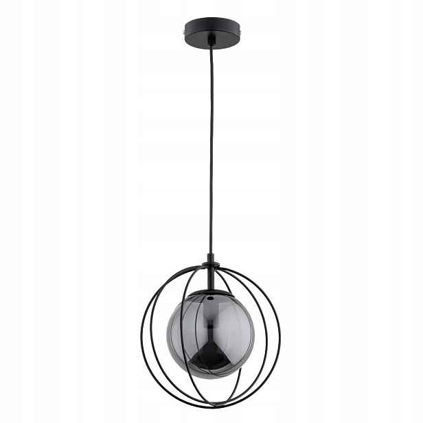 Závěsná loftová lampa černá skleněná koule 1xE14 10W Sonar Alfa