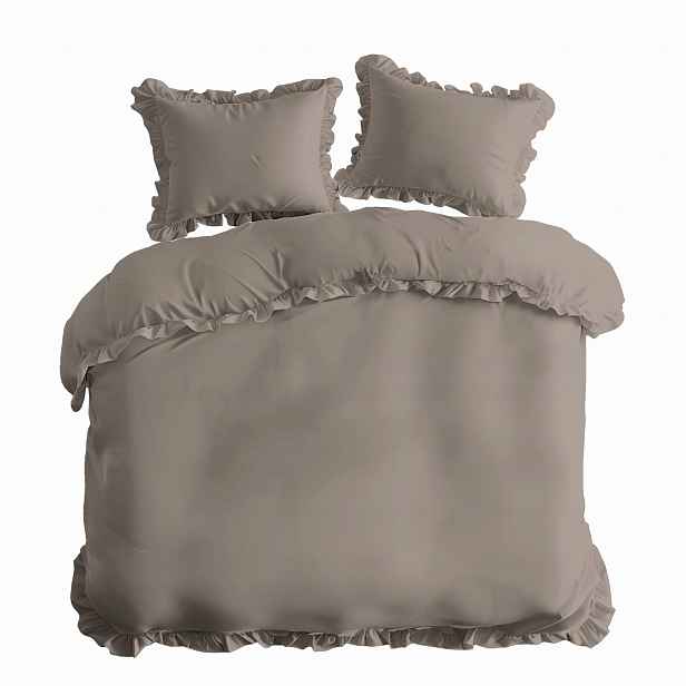 Povlečení S Volánkem Bavlněné Boho Pure béžové Taupe 220x200