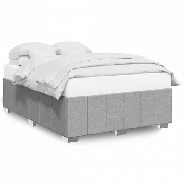 vidaXL Rám postele bez matrace světle šedý 140 x 190 cm textil