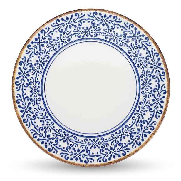 Bílý/modrý servírovací porcelánový talíř ø 32 cm Azul – BonBistro