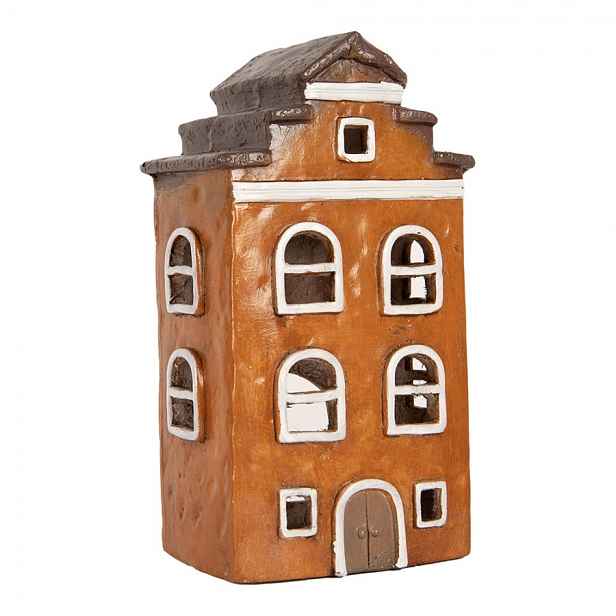 Cihlový domek svícen na čajovou svíčku Homely - 20*15*34 cm Clayre & Eef