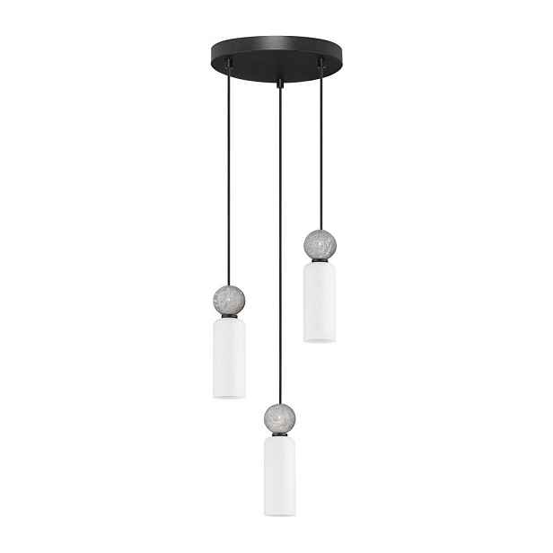 Matně černé kamenné závěsné svítidlo se skleněným stínidlem ø 25 cm Filomena – Nova Luce