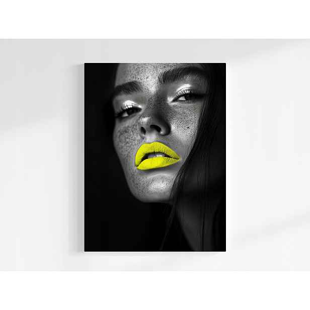 Obraz Na Plátně Canvas Portrét Žena Tvář Makro Foto Neon Žlutý 60x80