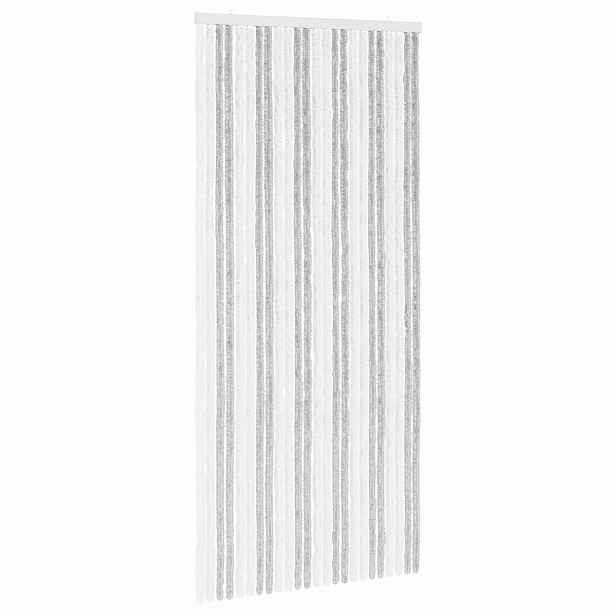 vidaXL Záclona proti hmyzu Chenille Světle šedá a bílá 100 x 220 cm