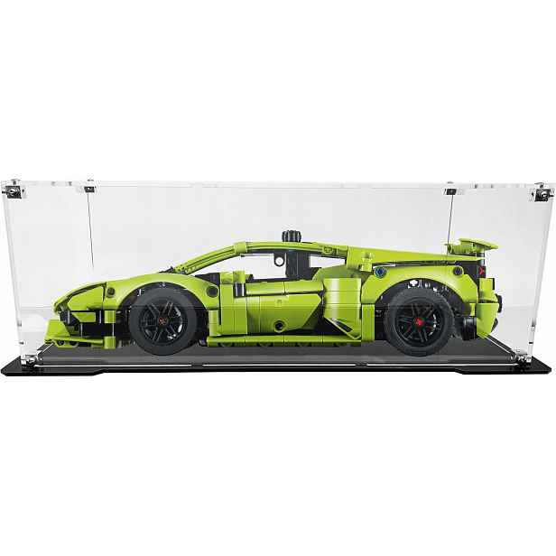 Vitrína s černou základnou pro stavebnici Lego 42161 Lamborghini Huracán Tecnica