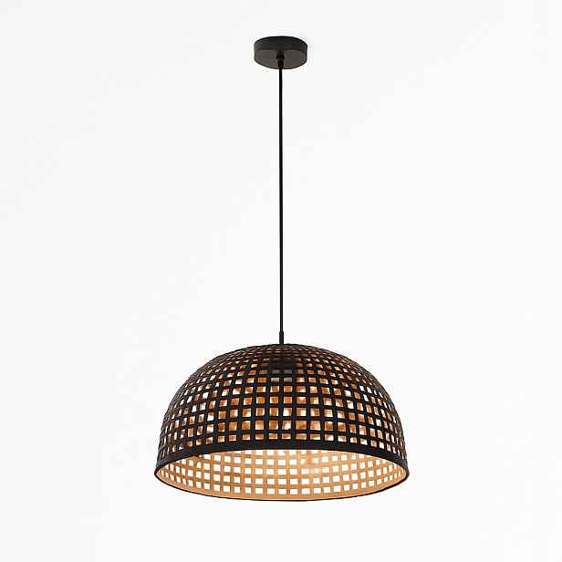 Závěsná ratanová lampa Bambus Boho Dřevo Loft černá velká