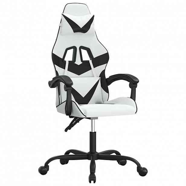 vidaXL Otočná herní židle bílá a černá umělá kůže